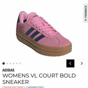 Adidas Women's VL Court Bold Pink and Navy Sneakers